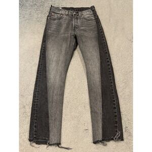 Levis Premium 501 Two Tone Black Grey Jeans Button Fly Raw Hem W26 L30